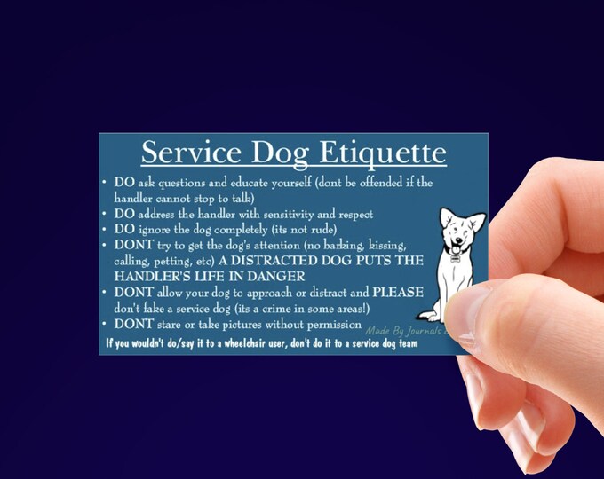 Service Dog Etiquette Information Card Handout Etsy