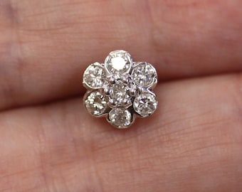 0.5 ctw Natural Diamond Cluster Pendant / Small Floating 7 Stone Flower Pendant / Solid 14k 18k Gold / Anniversary Gift / April Birthstone