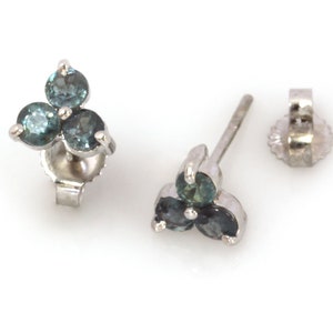 0.75 ctw Natural Alexandrite Cluster Trio Studs/ Color Change Alexandrite 3 Stone Clover Earrings 6.5MM/ Solid 14k 18k Gold/ June Birthstone
