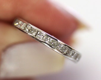 0.45 ctw Natural Princess Cut Diamond (G-H, SI1-SI2) Wedding Ring / Solid 14k 18k Gold / Channel Set Anniversary Band 2.7 MM / Birthday Gift