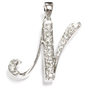 Colgante de oro macizo de 14 k con la letra N / Colgante con inicial / Colgante con diamante natural de 0,1 ctw / Joyería personalizada / Abalorio de 25 mm / Regalo de cumpleaños