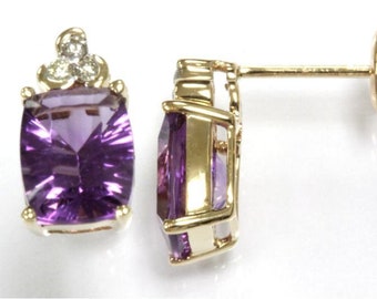 Rectangle Shaped Cut Stud Earrings Pairs Jewelry 18k WGP Clear Amethyst Purple 