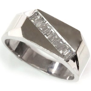 Anillo de bodas para hombre con diamantes de talla baguette natural de 0,55 ct./Oro macizo de 14 quilates y 18 quilates/Anillo de aniversario ancho de 8 mm/Anillo con 8 diamantes engastados en canal