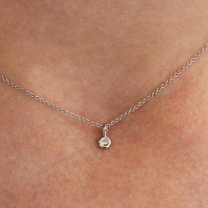 0.06 ct Natural Diamond Bezel Set Pendant / Solid 14k 18k Gold / Tiny Diamond Pendant / Solitaire Pendant 7.5 MM / Anniversary Birthday Gift