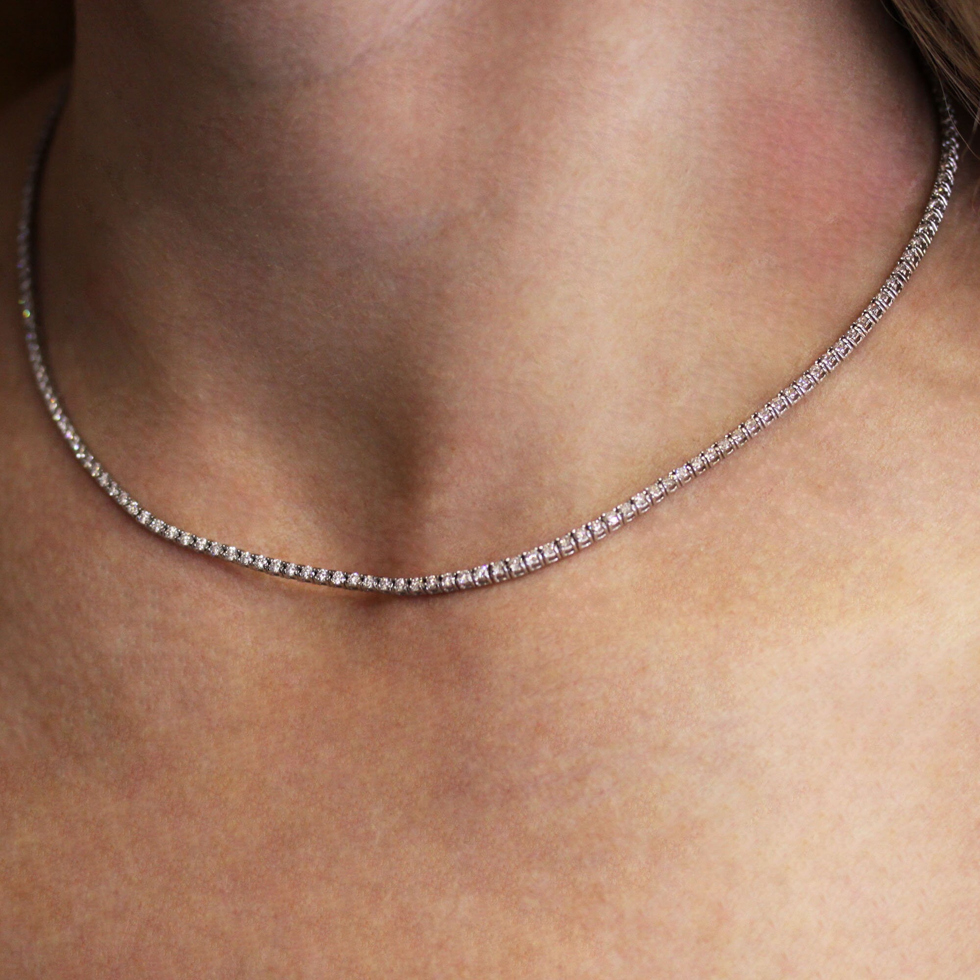 4.3 Ctw Natural Diamond (G-H, VS) Tennis Necklace / Solid 14k 18k