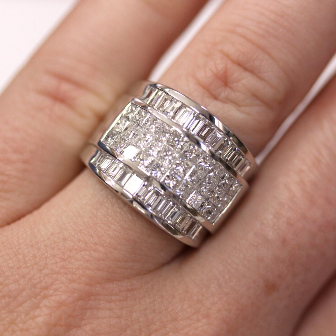 【DISCERNMENT】made by DISCERNMENT SV - 003 (ring) 3 Ctw Natural Diamond Statement Ring / Solid 14k 18k Gold
