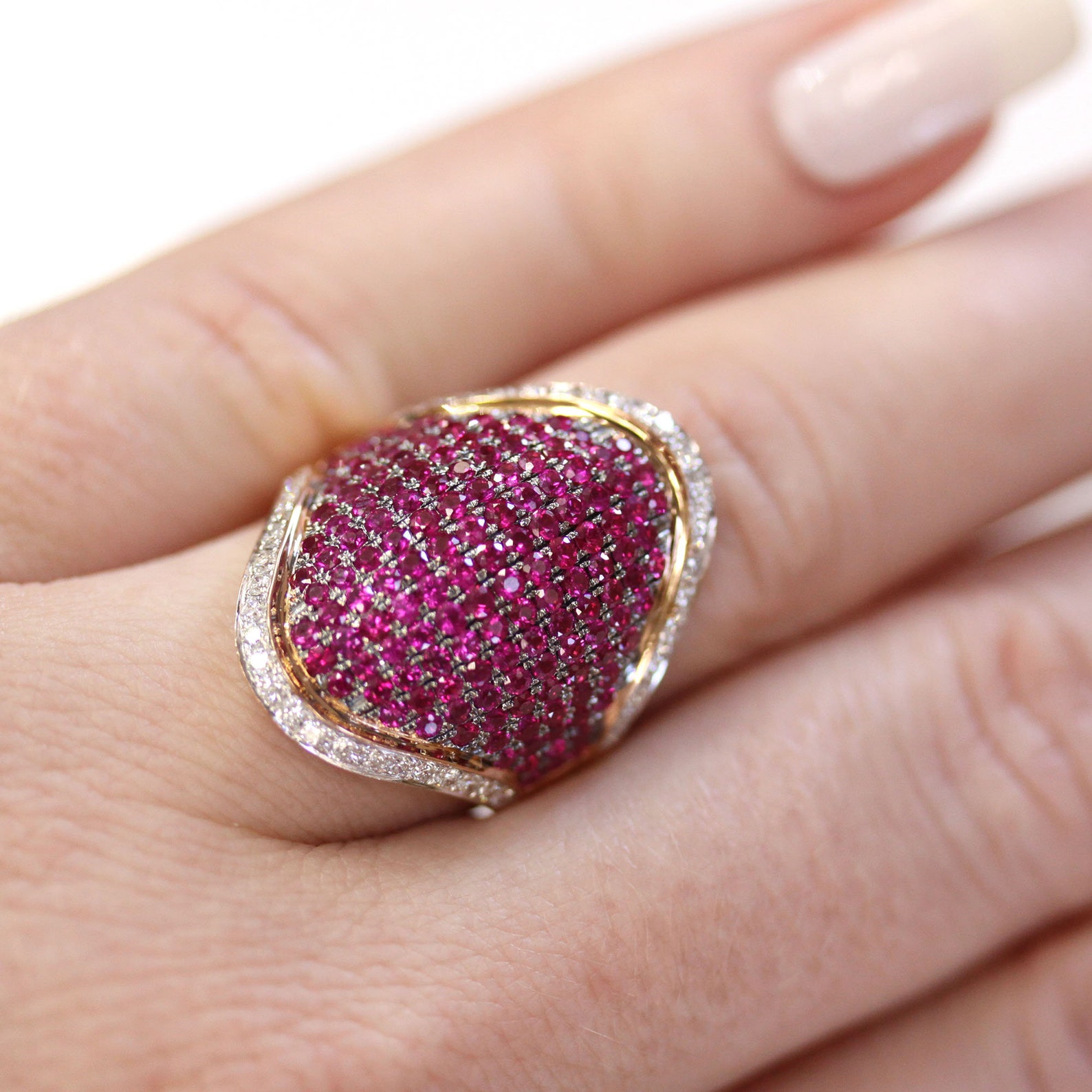 2 ctw Natural Red Ruby & Diamond Finger Wrap Ring / Wide Etsy