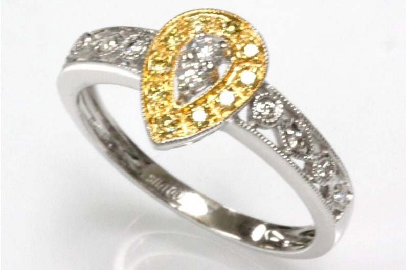 G-H, VS-SI, SI1 14k 18k White Yellow Rose Two Tone Gold Available Solid Gold Engagement Ring 0.25 ct tw Natural Fancy Yellow Diamond