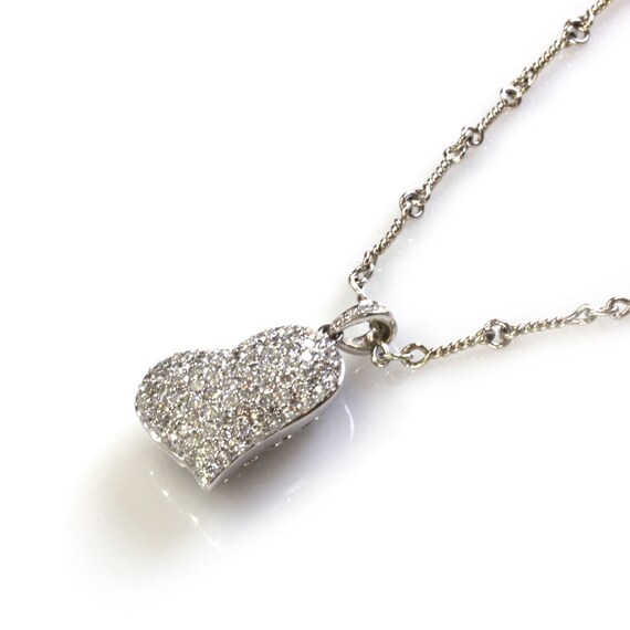 18Kダイヤモンド　ラブメッセージチャーム 1.7 Ctw Natural Diamond Heart Shape Pendant / Pave Set