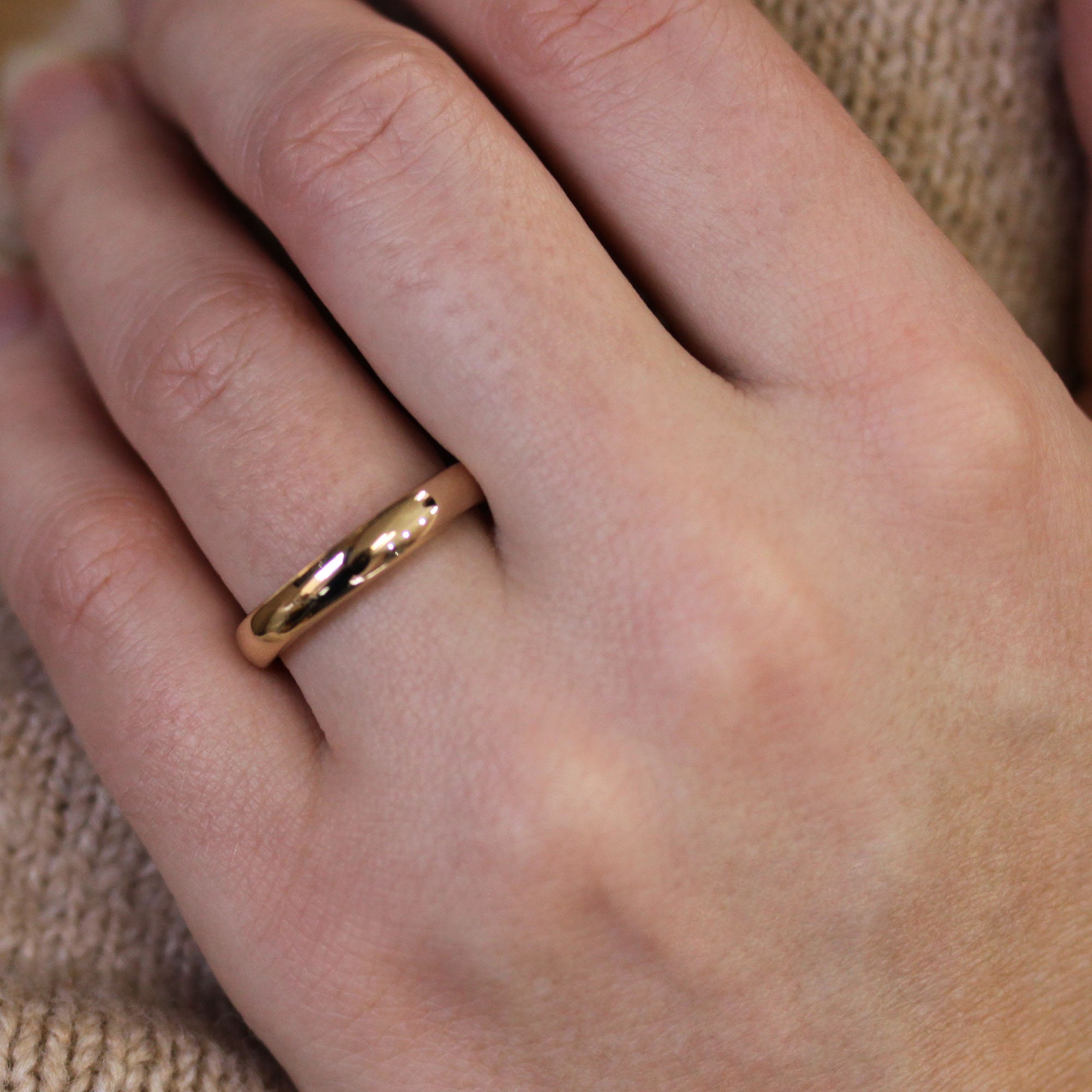 4 MM ドーム ハーフラウンド ゴールド リング / ソリッド 14k