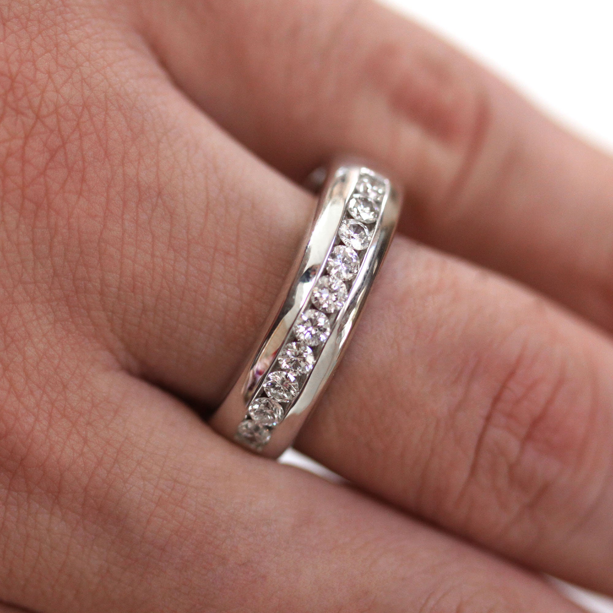 Channel Set Diamond Wedding Anniversary Band In 950 Platinum