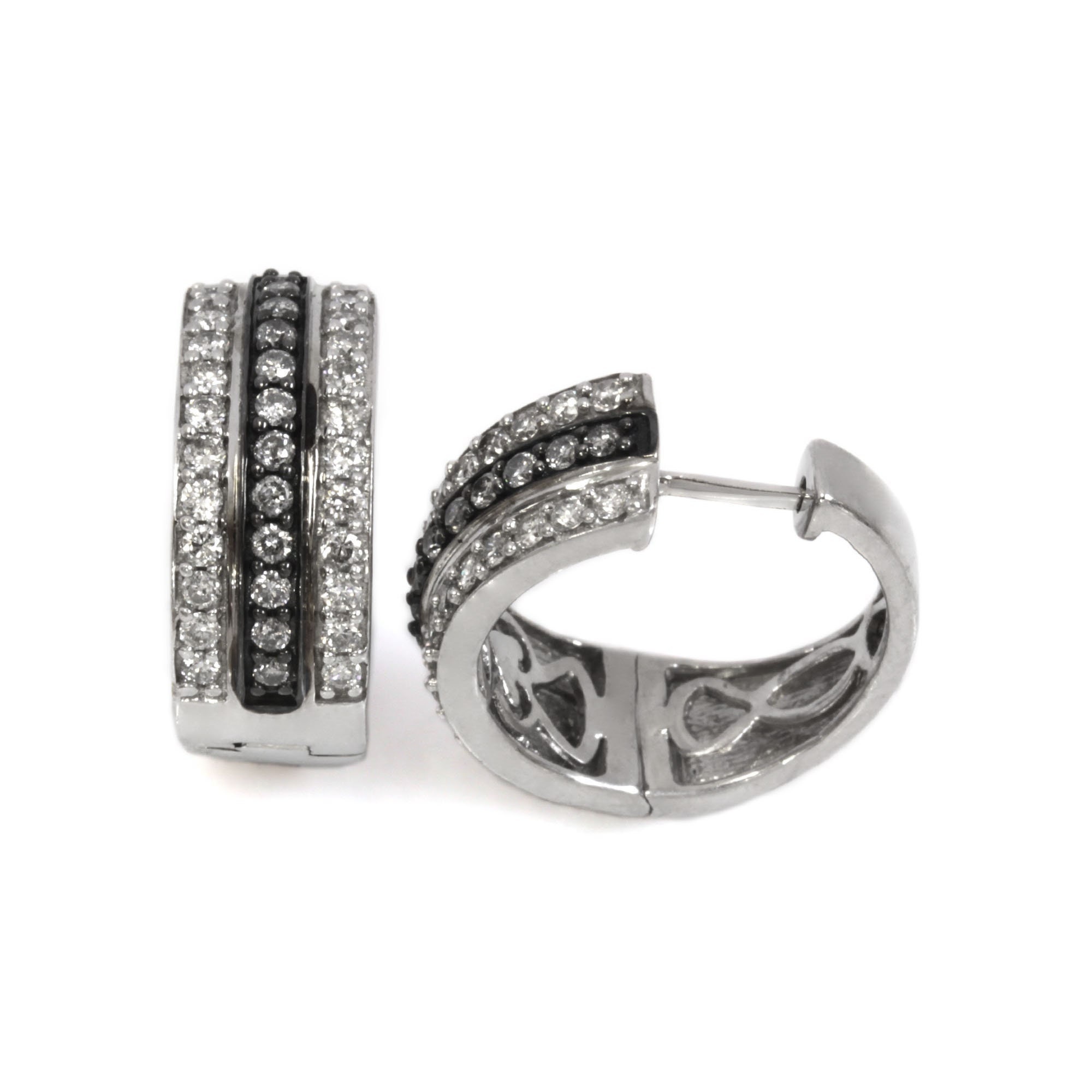 1.25 ctw Natural Diamond Hoop Earrings / Solid 14k 18k Gold / Small Diamond Hoops 18 MM / Round Hinged Clasp Earrings / Birthday Gift