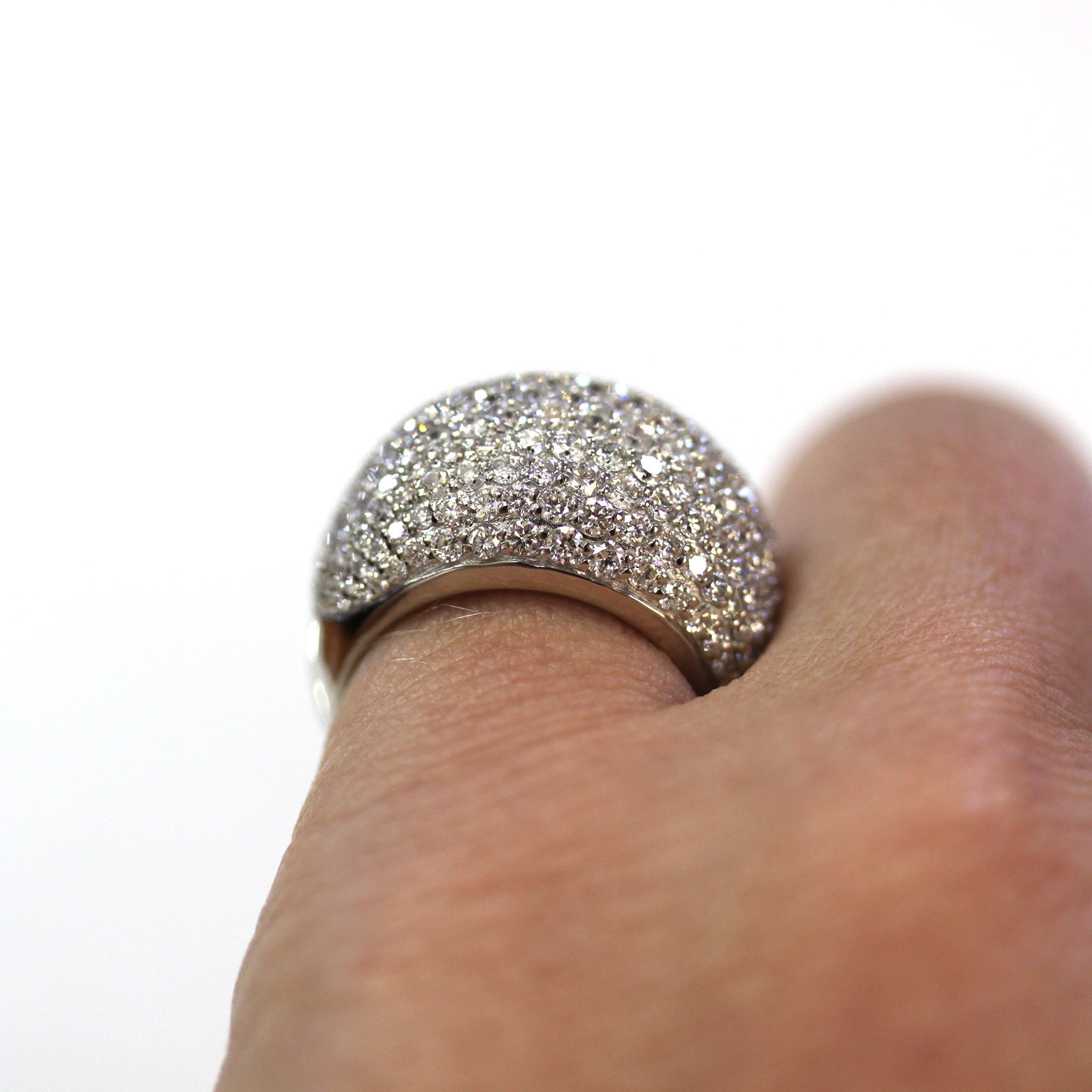 3.5 Ctw Natural Diamond (F-G, VS2-SI1) Pave Dome Ring / Wide