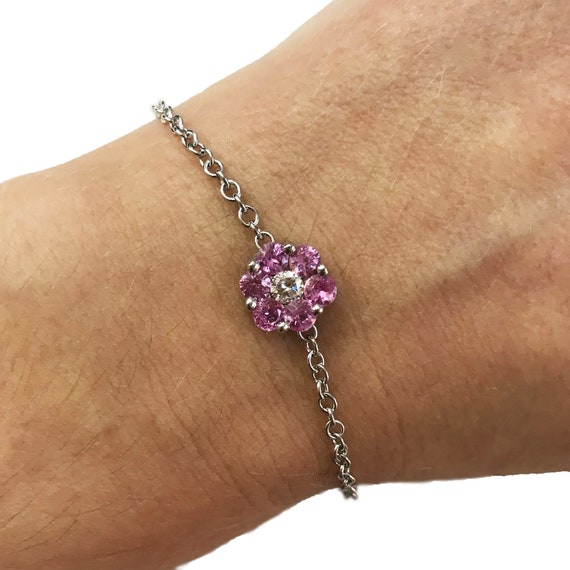 Pink Sapphire Flower Bracelet