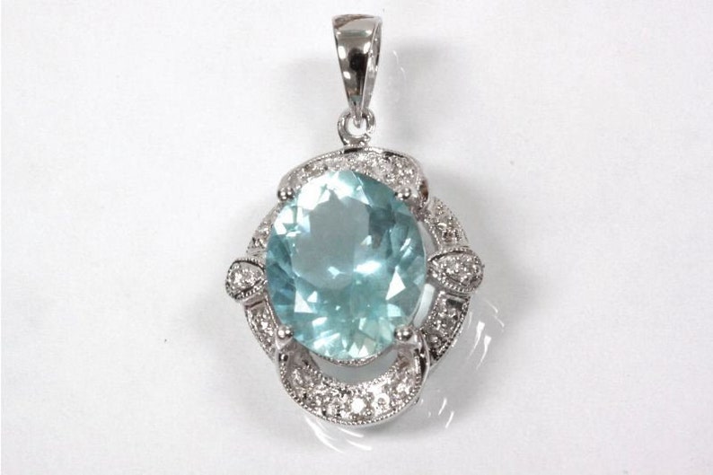 0.9 Cttw. FB Jewels Solid 14k White Gold Genuine Birthstone Oval Gemstone Pendant