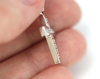 ctw Natural Diamond Cross Pendant Channel Set Pendant 27 MM Solid  14k 18k Gold Religious Catholic Pendant Gift for Goddaughter