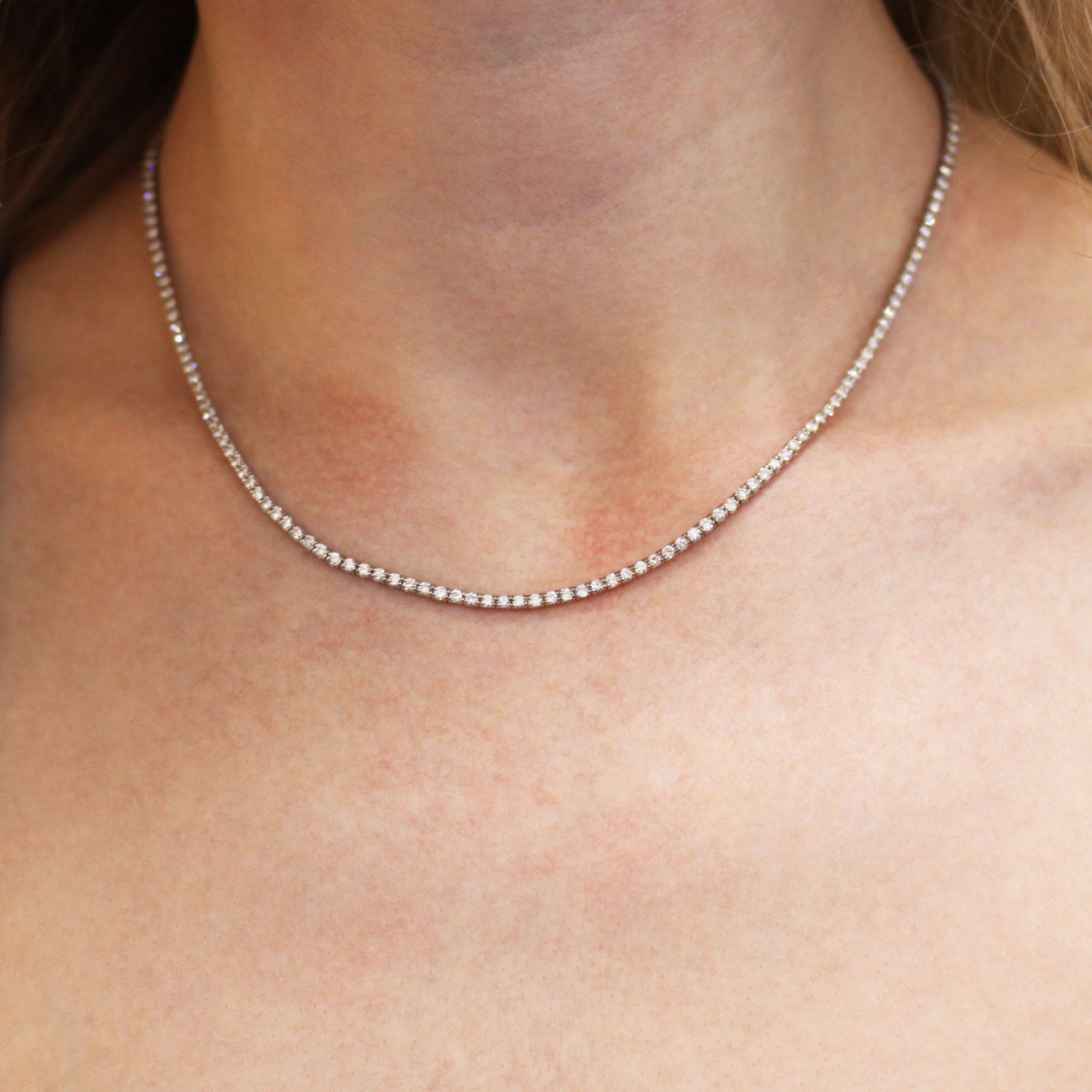 5.3 Ctw Natural Diamond Tennis Necklace / Solid 14k 18k Gold