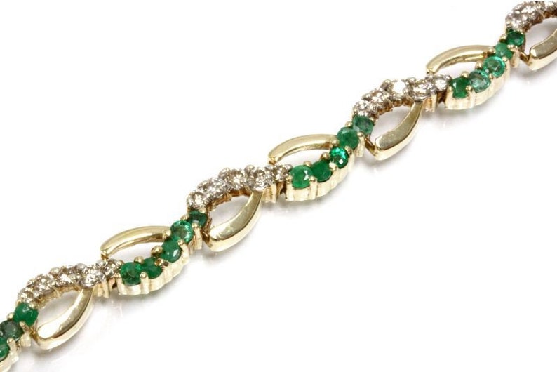 3.7 Ct Tw Natural Green Emerald & Diamond Infinity Bracelet / | Etsy