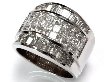 3 ct tw Natural Baguette & Princess Diamond (G-H, VS, H-I, VS-SI) Gold Wedding Band Ring