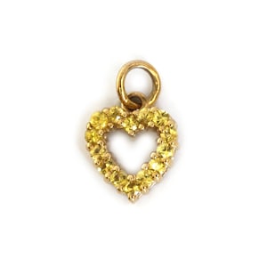 0.3 ctw Natural Yellow Sapphire Pendant / Small Heart Shape Pendant / Solid 14k 18k Gold / Tiny Drop Pendant 14 MM / September Birthstone