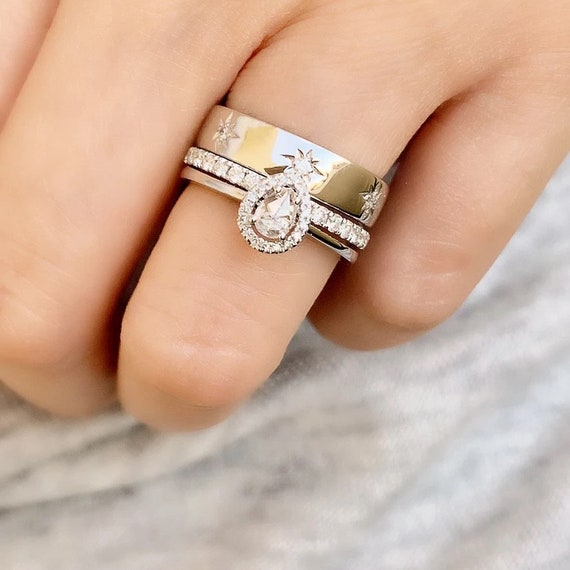 Flat stone engagement rings sale