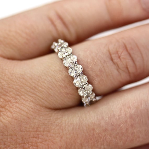 4.5 Ctw Natural Oval Cut Diamond Full Eternity Ring 4.5 MM Wedding Band Ring Solid 14k 18k Gold Wide Stackable Anniversary Bridal Band Etsy