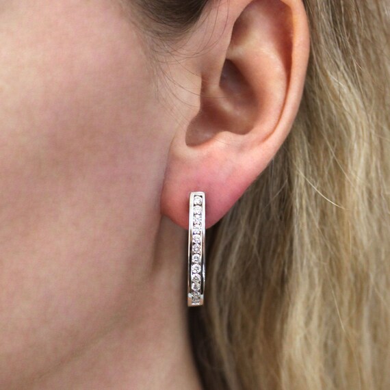 1 inch diamond hoop earrings deals