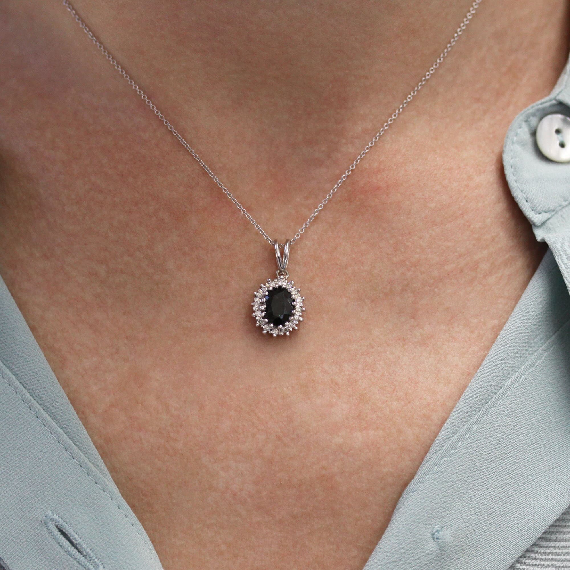 Gem Stone King 1.90 Ct Round Blue Sapphire & Green Peridot Sterling Silver Pendant Necklace - 925 Silver Birthstone Jewelry Gift With Free Chain - View #7