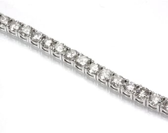 14.3 ctw Natural Diamond Classic Tennis Bracelet 4.4MM / 4 Prong Eternity Tennis/ Solid 14k 18k Gold/ Length 6 to 8 Inches/ April Birthstone