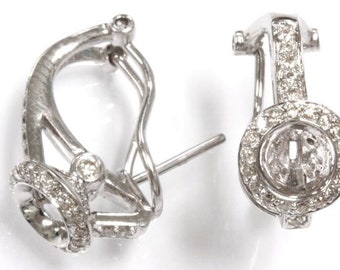 925 Sterling Silver Semi Mount Drop Earrings 4 mm Round Semi Mount Drop Earring 