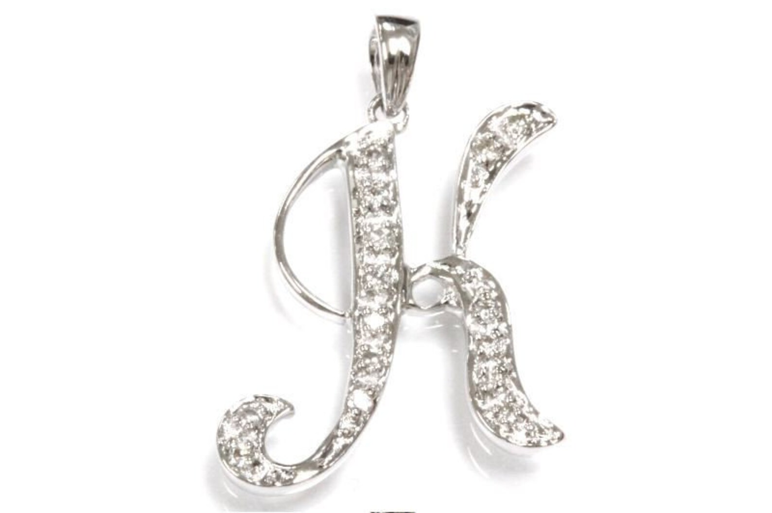 Solid 14k Gold Letter K Pendant / Initial Pendant / 0.1 Ctw Etsy