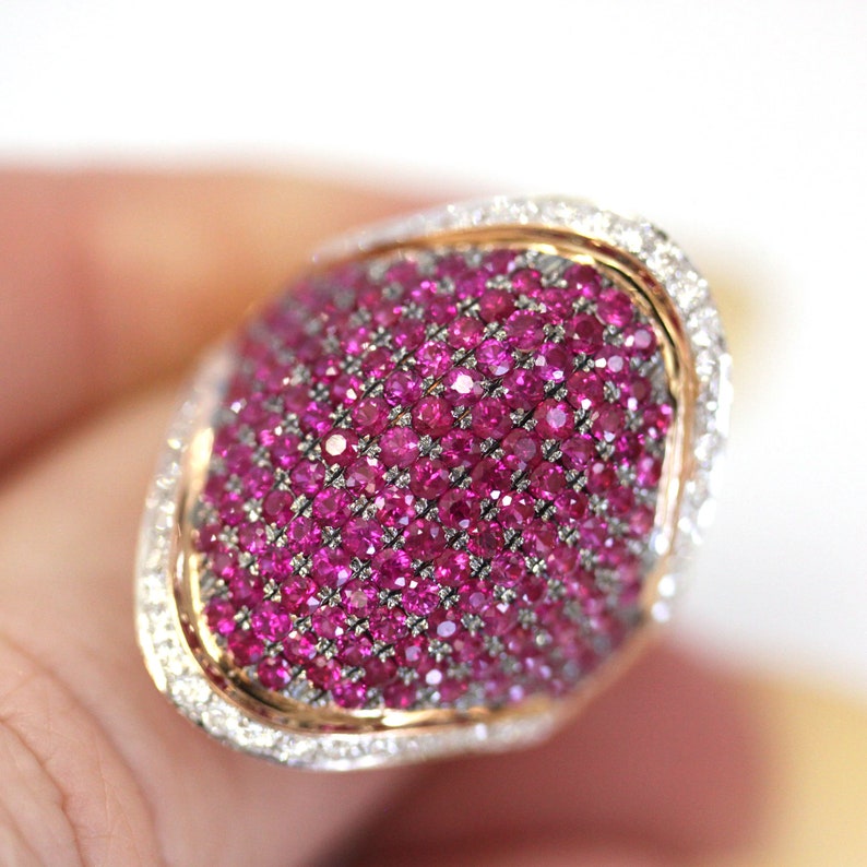 2 Ctw Natural Red Ruby & Diamond Finger Wrap Ring / Wide - Etsy
