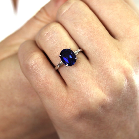 Natural Blue Sapphire Engagement Ring 1/2 ct tw Diamonds 14K White Gold |  Jared