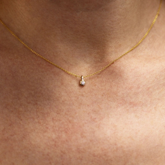 0.1 Ct Natural Diamond (G-H, SI) Bezel Set Solitaire Pendant