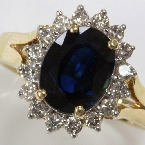 1.3 Ct Tw Natural Blue Sapphire & Baguette Cut Diamond Solid - Etsy