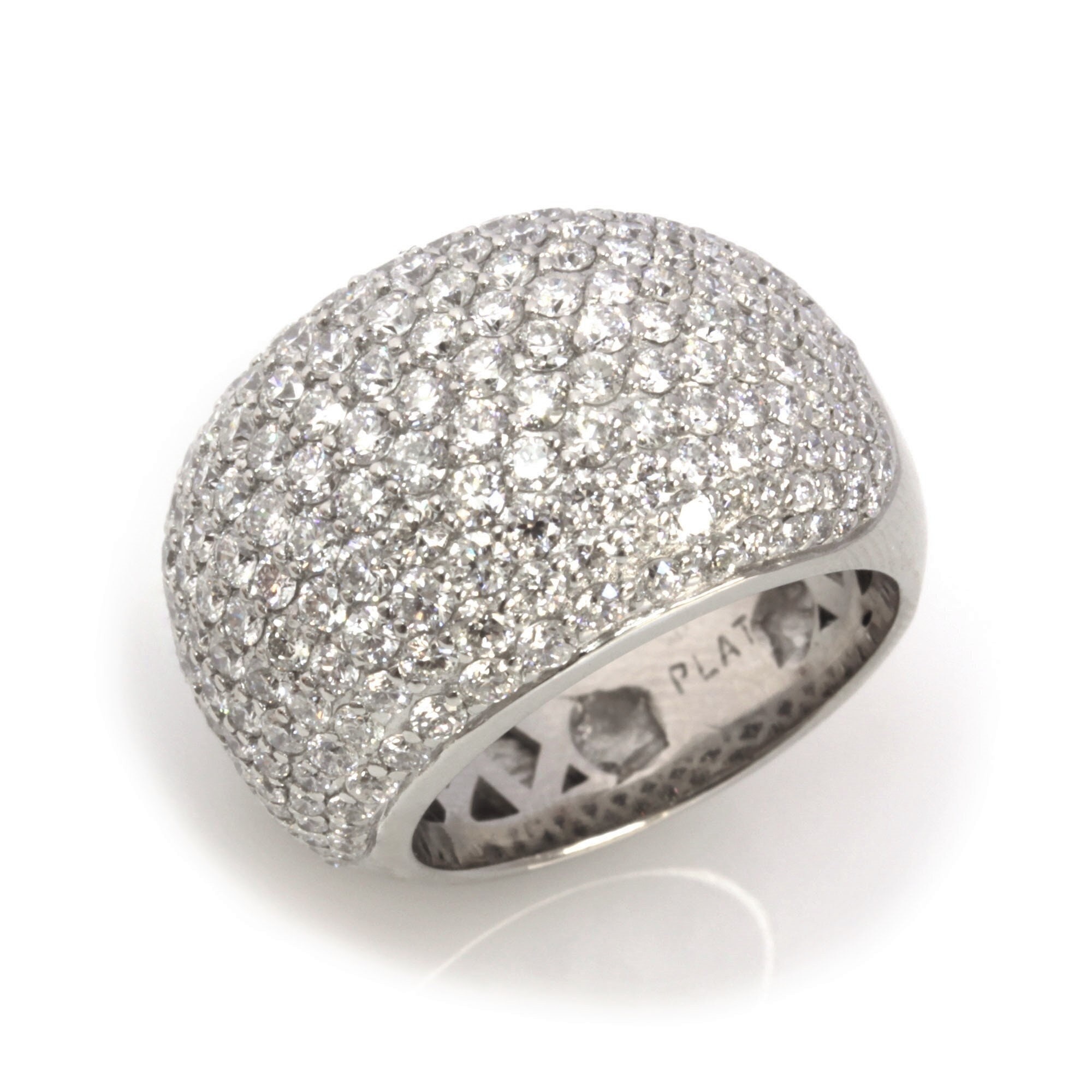 3.5 Ctw Natural Diamond (F-G, VS2-SI1) Pave Dome Ring / Wide