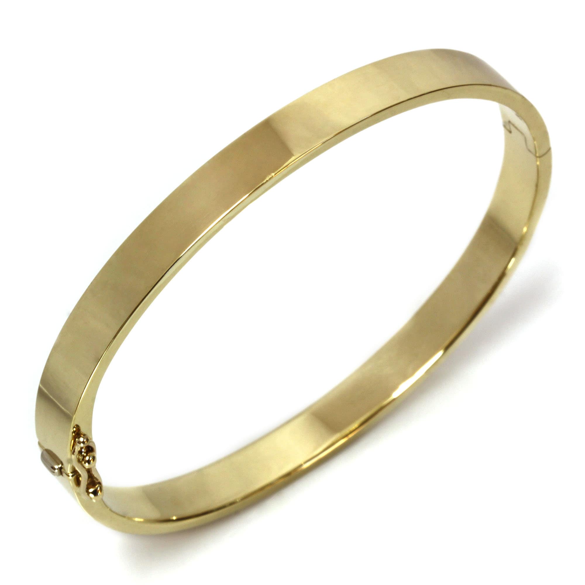 Flat Plain Gold Bracelet / Wide 6 MM Thick Sturdy Bangle / 