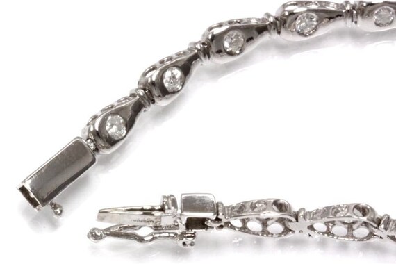 1 ctw 天然ダイヤモンド (G-H、SI) リンク ブレスレット 3.5 MM