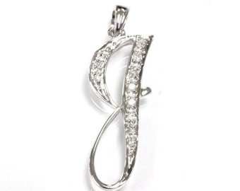 Solid 14k Gold Letter J Pendant / Initial Pendant / 0.1 ctw Natural Diamond Pendant / Personalized Jewelry / 24 MM Charm / Birthday Gift