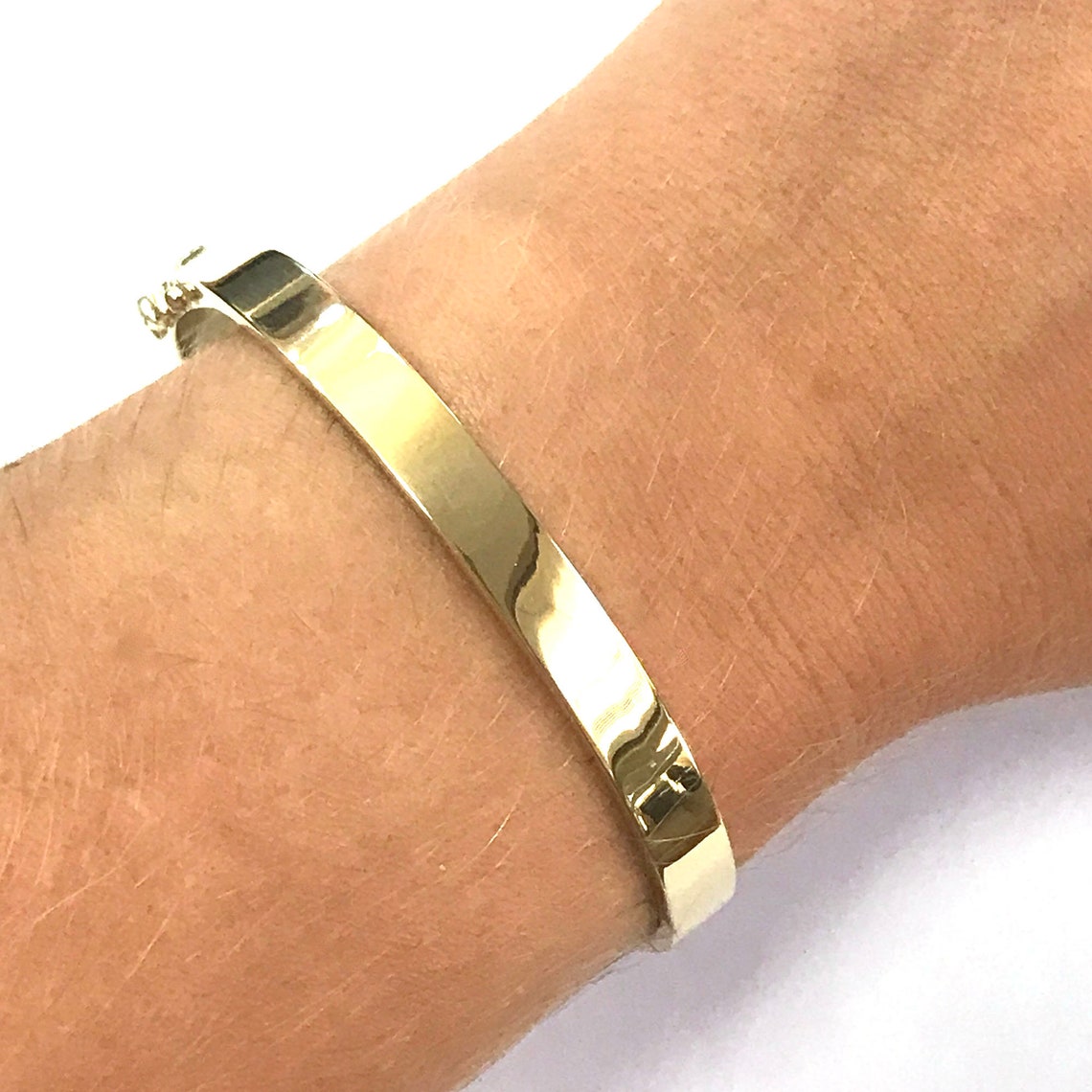 Flat Plain Gold Bracelet / Wide 6 MM Thick Sturdy Bangle / Etsy Australia