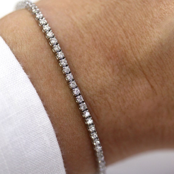 Diamond Tennis Bracelet 1.9CT 1.9cttw Round Brilliant Diamond 14K White Gold Tennis  main image 4