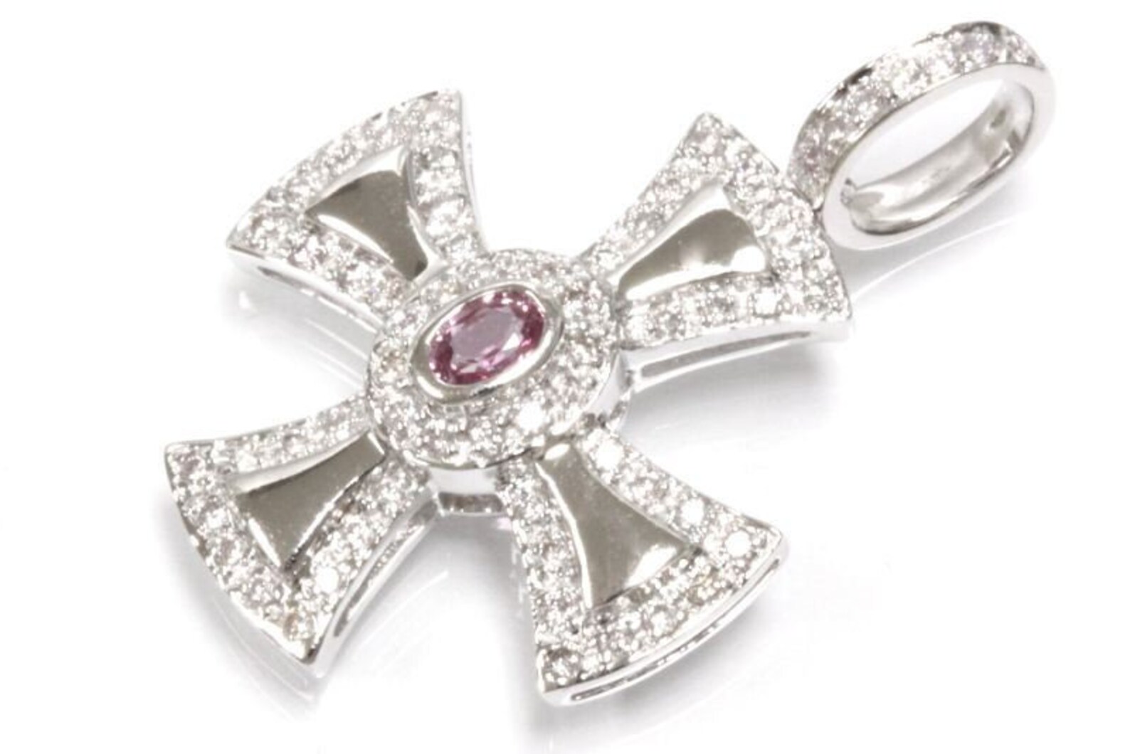 0.55 ct tw Natural Pink Sapphire & Diamond Gold Cross Pendant | Etsy