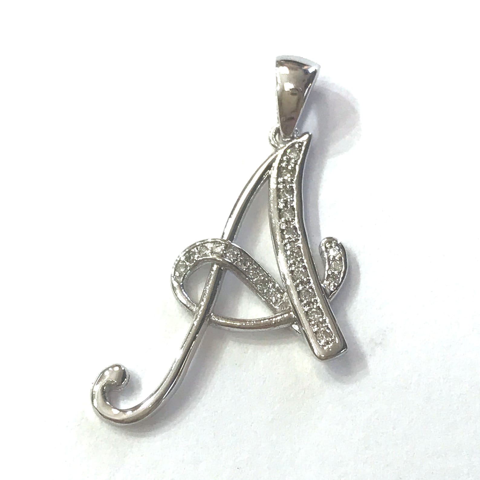 Solid 14k Gold Letter A Pendant / Initial Pendant / 0.2 ctw Etsy