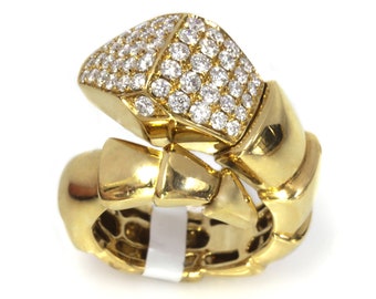 1.5 ctw Natural Diamond Snake Ring / Solid 14k 18k Gold/ Statement Cocktail Ring/ Rattlesnake Ring 19MM / Finger Wrap Ring/ Anniversary Gift