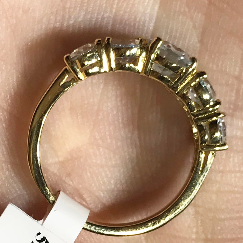 2.64 ct tw Natural Sky Blue Aquamarine Solid Gold 5 Stone Ring 14k 18k White Yellow Rose Gold Available Five Stone Engagement