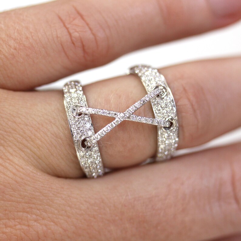 1.5 Ctw Natural Diamond Open Finger Wrap Ring / Solid 14k 18k Etsy