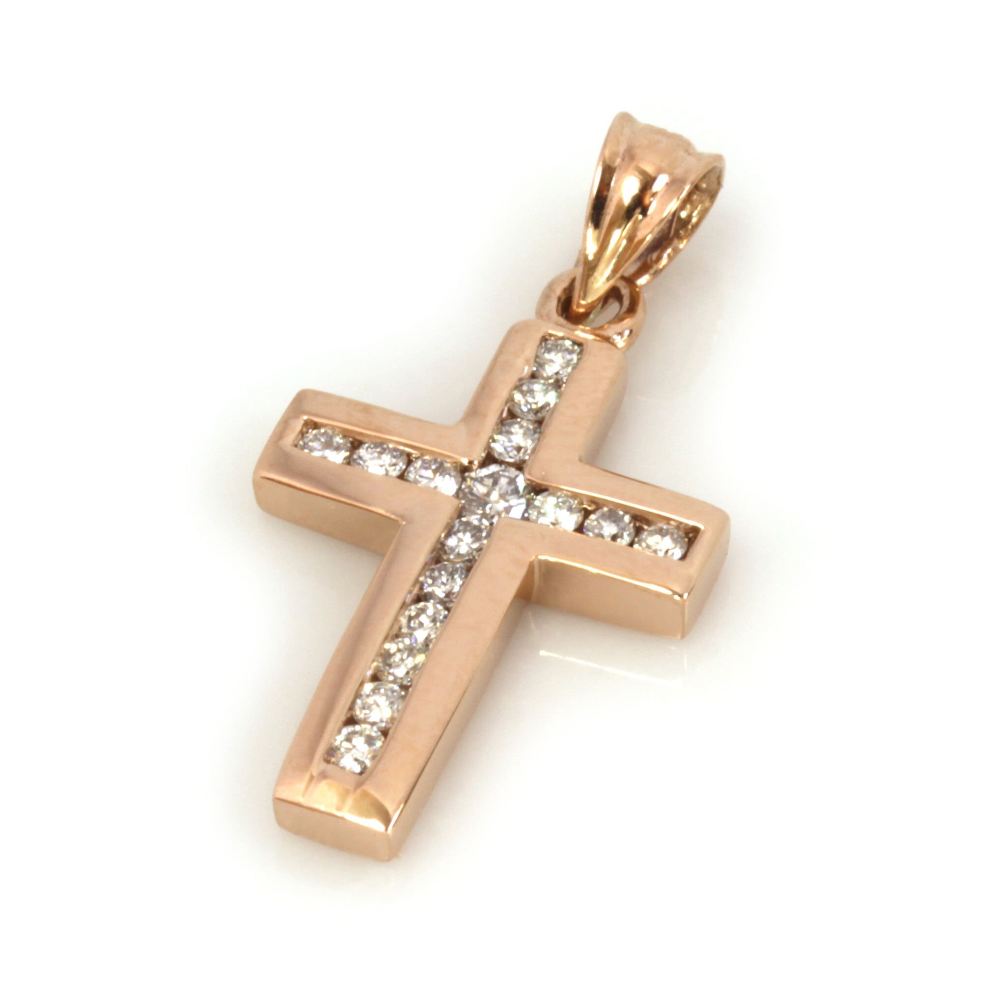 0.35 Ctw Natural Diamond Cross Pendant / Channel Set Pendant Etsy