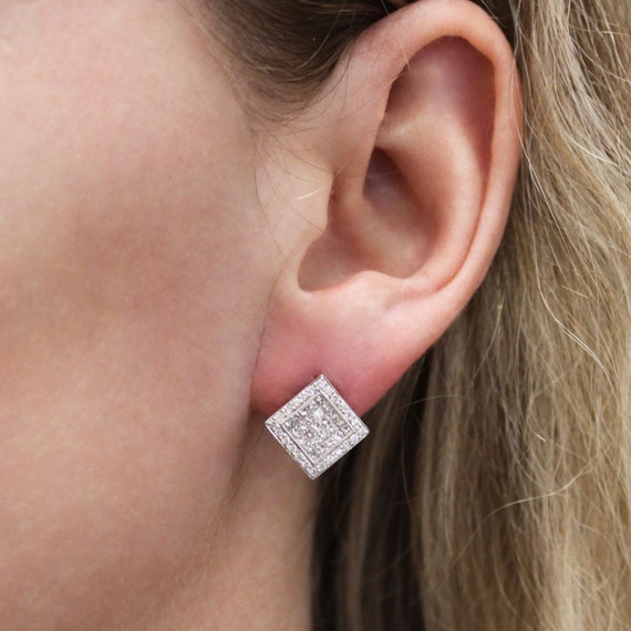 2 Ctw Natural Princess Cut Diamond G-H, VS-SI Square Stud Earrings / Solid 14k 18k Gold / Invisible Set Post Studs 15MM / April Birthstone - Etsy 2 Ctw Natural Princess Cut Diamond G-H, VS-SI Square Stud Earrings / Solid 14k 18k Gold / Invisible Set Post Studs 15MM / April Birthstone - Etsy