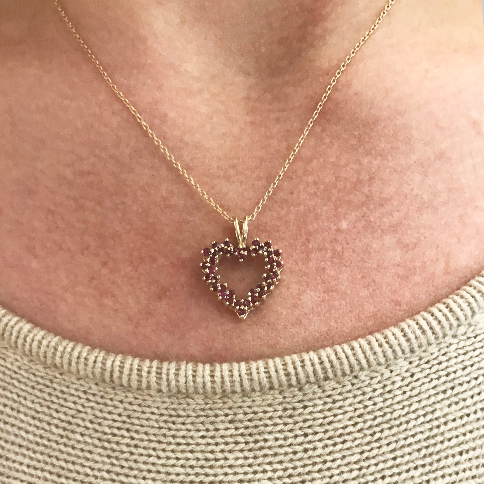 0.5 ctw Natural Red Ruby Heart Pendant / Drop Pendant 22 MM / Solid 14k 18k Gold / Anniversary Gift / Valentine's Day Gift / July Birthstone