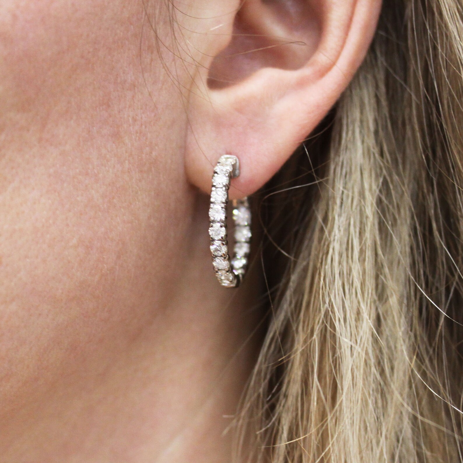 3 ctw Natural Diamond Hoop Earrings / Inside Outside Hoops 25 Etsy